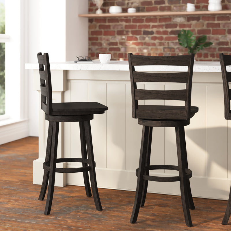 Laurel Wooden Swivel Ladderback Bar Stool