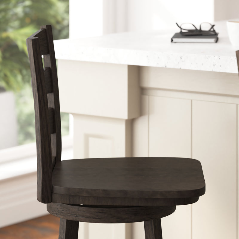 Laurel Wooden Swivel Ladderback Bar Stool