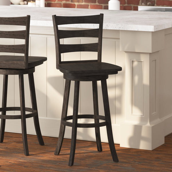 Laurel Wooden Swivel Ladderback Bar Stool