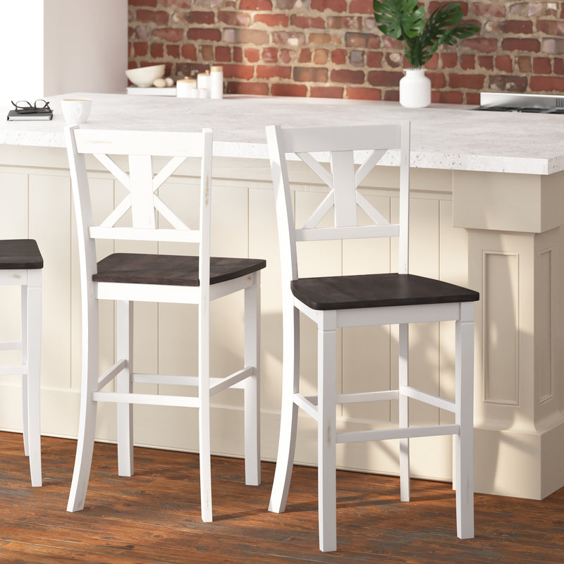 Gunter Set of 2 Modern Wooden Farmhouse Bar Stools