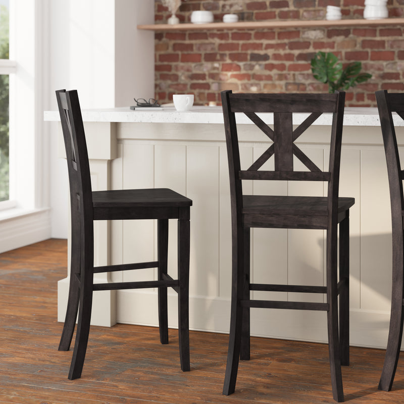 Gunter Set of 2 Modern Wooden Farmhouse Bar Stools