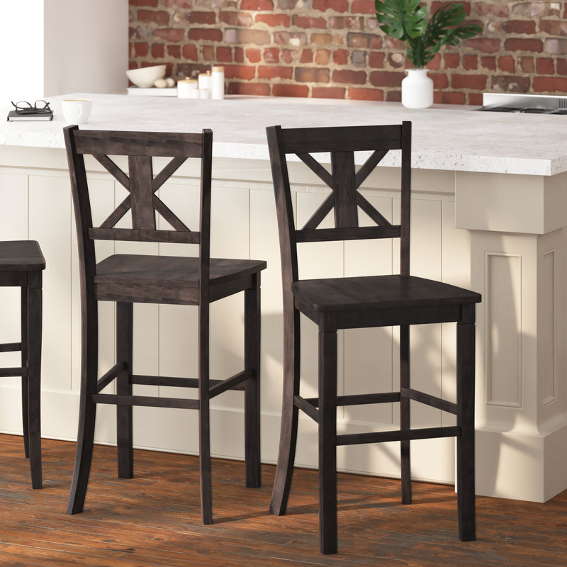 Gunter Set of 2 Modern Wooden Farmhouse Bar Stools