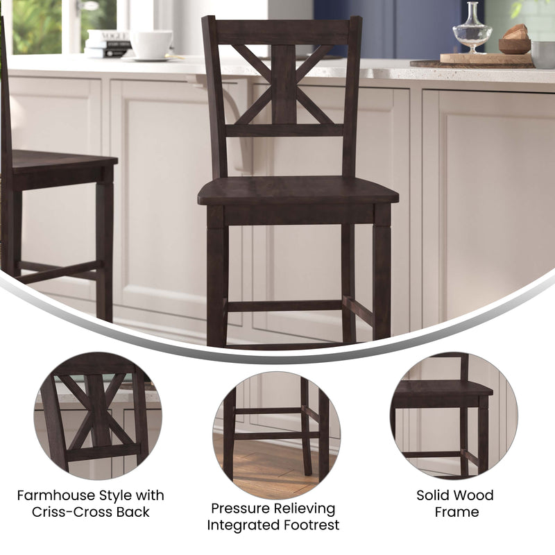 Gunter Set of 2 Modern Wooden Farmhouse Bar Stools