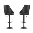 Cassie Set of 2 Modern Adjustable Height Stool with Upholstered Abbreviated Barrel Seat