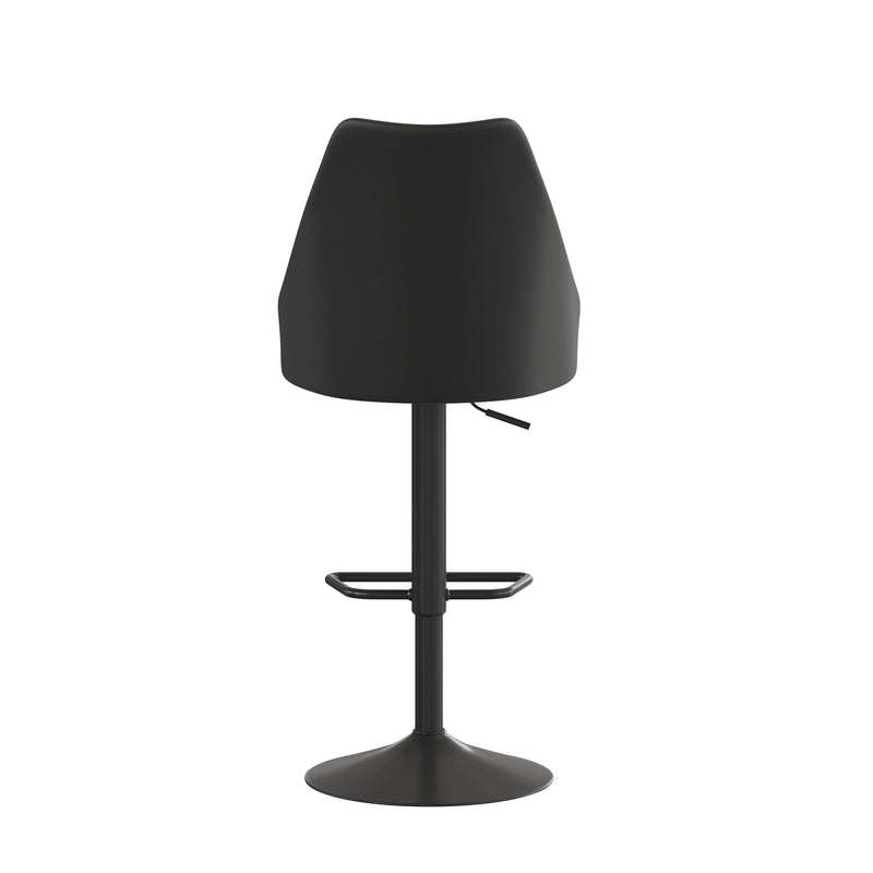 Cassie Set of 2 Modern Adjustable Height Stool with Upholstered Abbreviated Barrel Seat