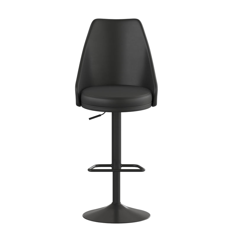 Cassie Set of 2 Modern Adjustable Height Stool with Upholstered Abbreviated Barrel Seat