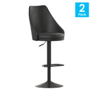 Cassie Set of 2 Modern Adjustable Height Stool with Upholstered Abbreviated Barrel Seat