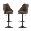 Cassie Set of 2 Modern Adjustable Height Stool with Faux Leather Abbreviated Barrel Seat