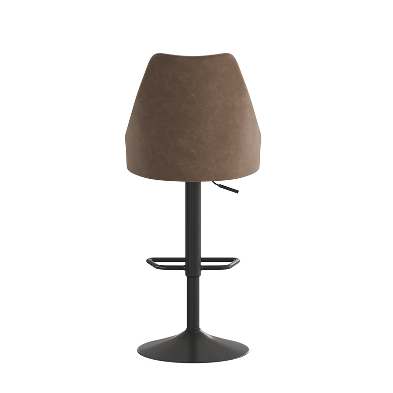 Cassie Set of 2 Modern Adjustable Height Stool with Faux Leather Abbreviated Barrel Seat