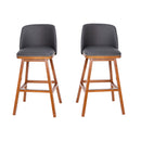 Nina Transitional Upholstered Bar Stools with Nailhead Trim and Wood Grain Finish, Set of 2