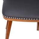 Nina Transitional Upholstered Bar Stools with Nailhead Trim and Wood Grain Finish, Set of 2