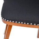 Nina Transitional Charcoal Faux Linen Bar Stools with Silver Nailhead Trim and Walnut Finish, Set of 2
