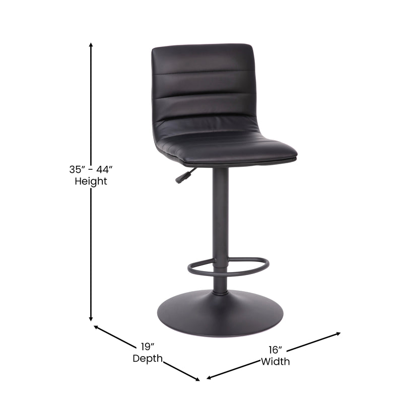 Duran Modern Adjustable Height Upholstered Channel Stitched Barstool with Pedestal Base