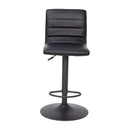 Duran Modern Adjustable Height Upholstered Channel Stitched Barstool with Pedestal Base