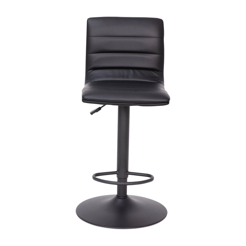 Duran Modern Adjustable Height Upholstered Channel Stitched Barstool with Pedestal Base