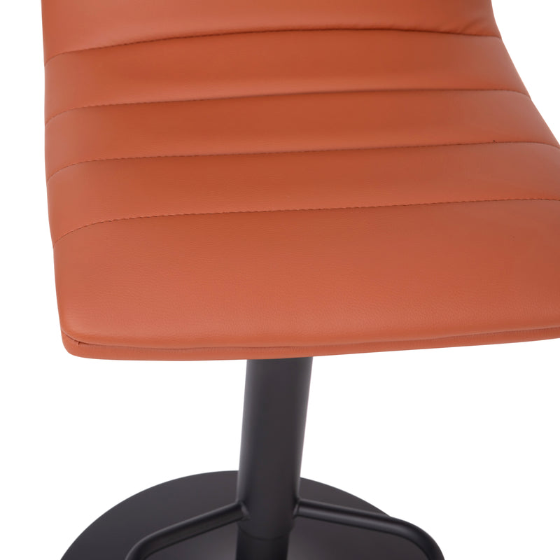 Duran Modern Adjustable Height Upholstered Channel Stitched Barstool with Pedestal Base