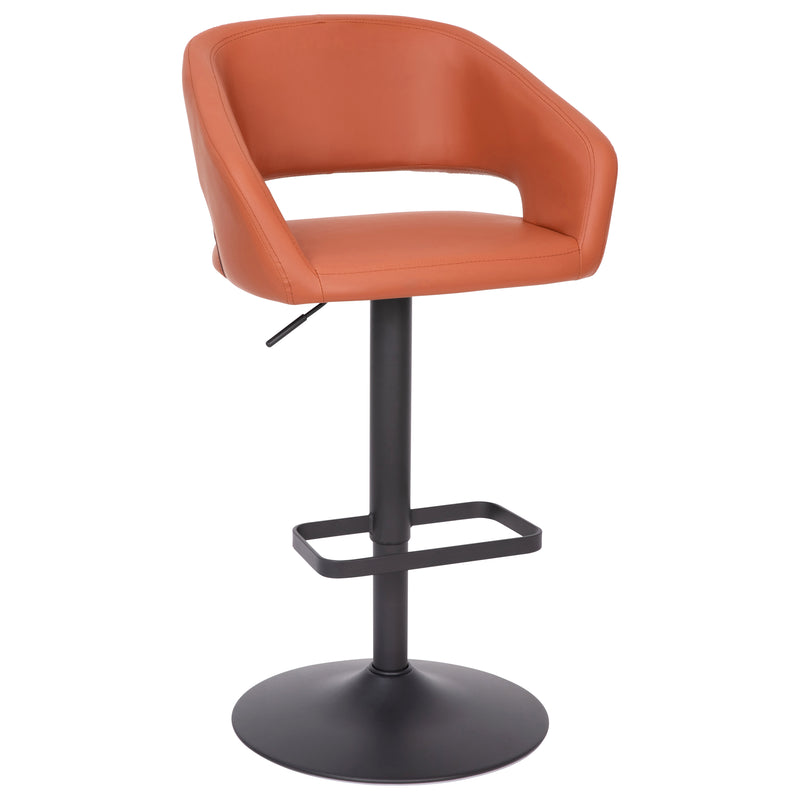 Jenna Contemporary Vinyl Adjustable Height Barstool with Rounded Mid-Back