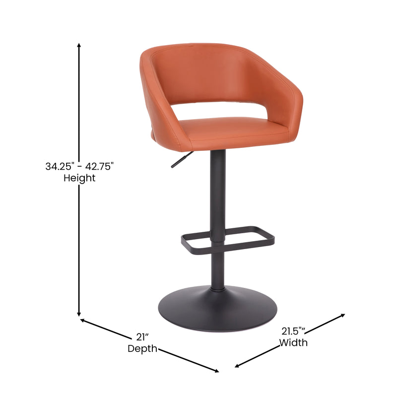 Jenna Contemporary Vinyl Adjustable Height Barstool with Rounded Mid-Back