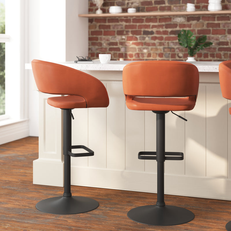 Jenna Contemporary Vinyl Adjustable Height Barstool with Rounded Mid-Back