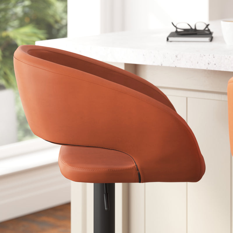 Jenna Contemporary Vinyl Adjustable Height Barstool with Rounded Mid-Back