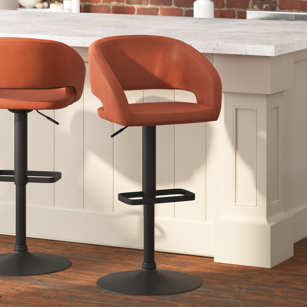 Jenna Contemporary Vinyl Adjustable Height Barstool with Rounded Mid-Back