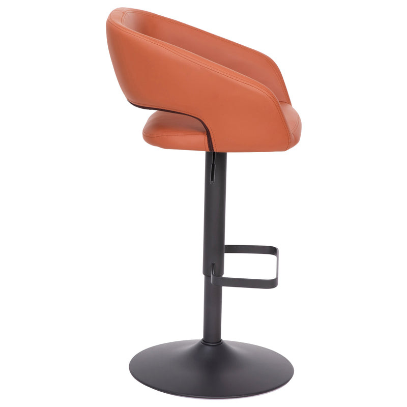 Jenna Contemporary Vinyl Adjustable Height Barstool with Rounded Mid-Back