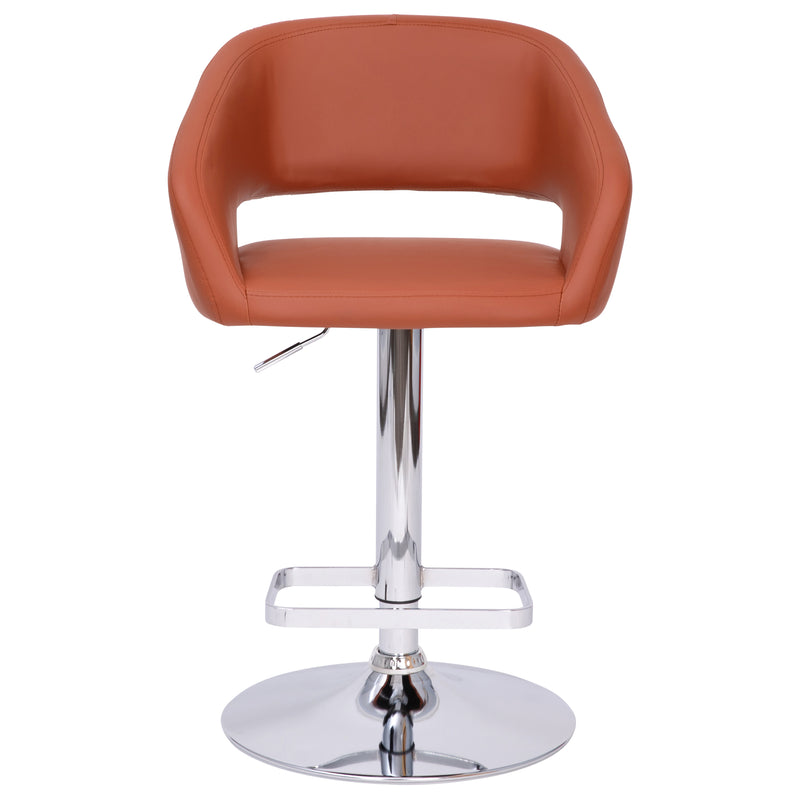 Jenna Contemporary Vinyl Adjustable Height Barstool with Rounded Mid-Back