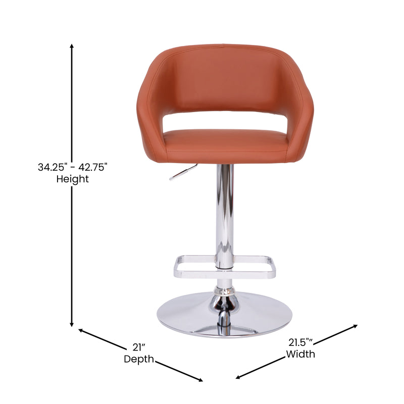 Jenna Contemporary Vinyl Adjustable Height Barstool with Rounded Mid-Back