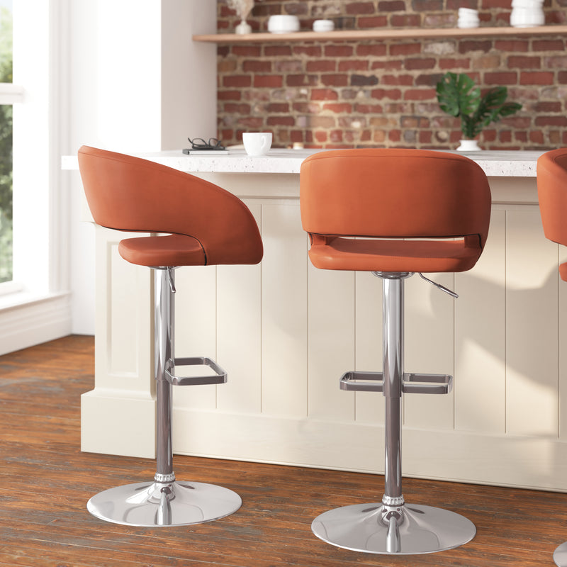 Jenna Contemporary Vinyl Adjustable Height Barstool with Rounded Mid-Back