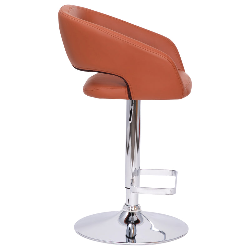 Jenna Contemporary Vinyl Adjustable Height Barstool with Rounded Mid-Back