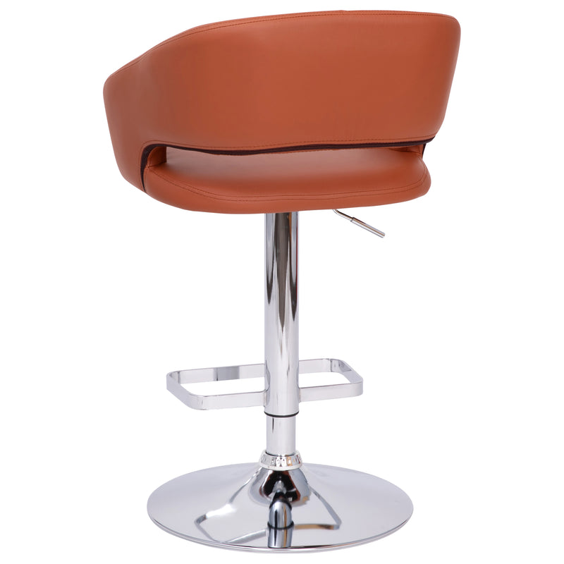 Jenna Contemporary Vinyl Adjustable Height Barstool with Rounded Mid-Back