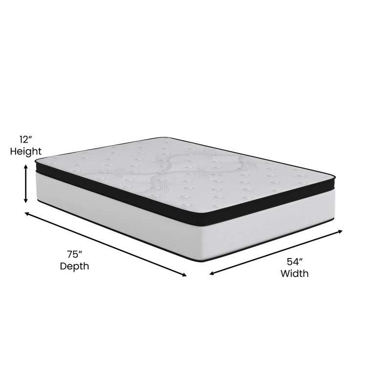 Oriana 12" CertiPUR-US Certified Hybrid Pocket Spring Mattress in a Box with an Extra Firm Feel for Durable Support