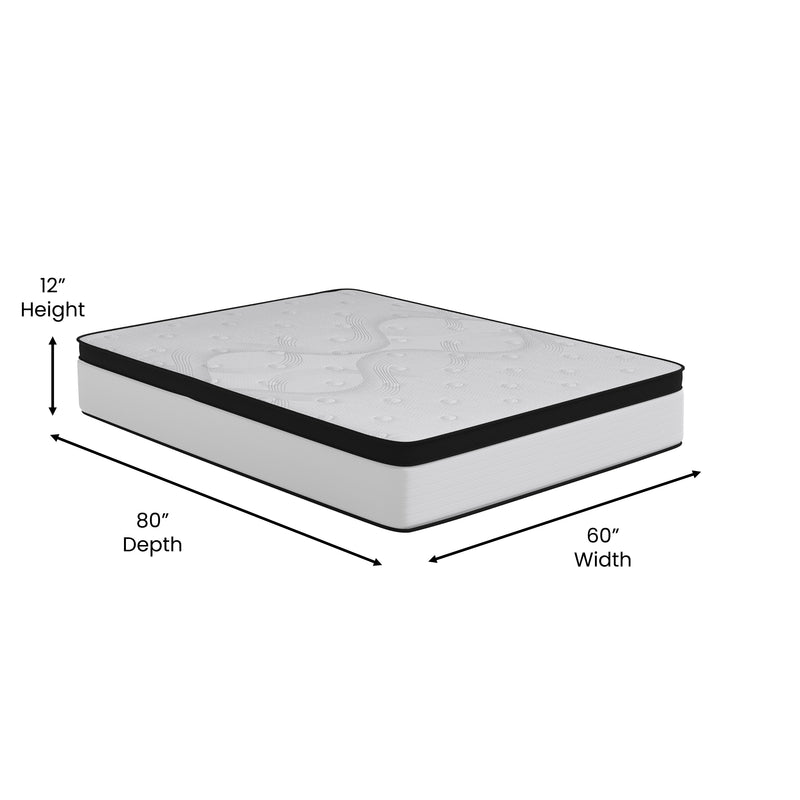 Oriana 12" CertiPUR-US Certified Hybrid Pocket Spring Mattress in a Box with an Extra Firm Feel for Durable Support