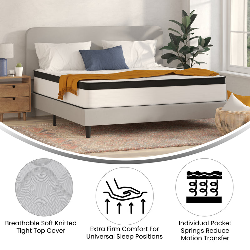 Oriana 12" CertiPUR-US Certified Hybrid Pocket Spring Mattress in a Box with an Extra Firm Feel for Durable Support