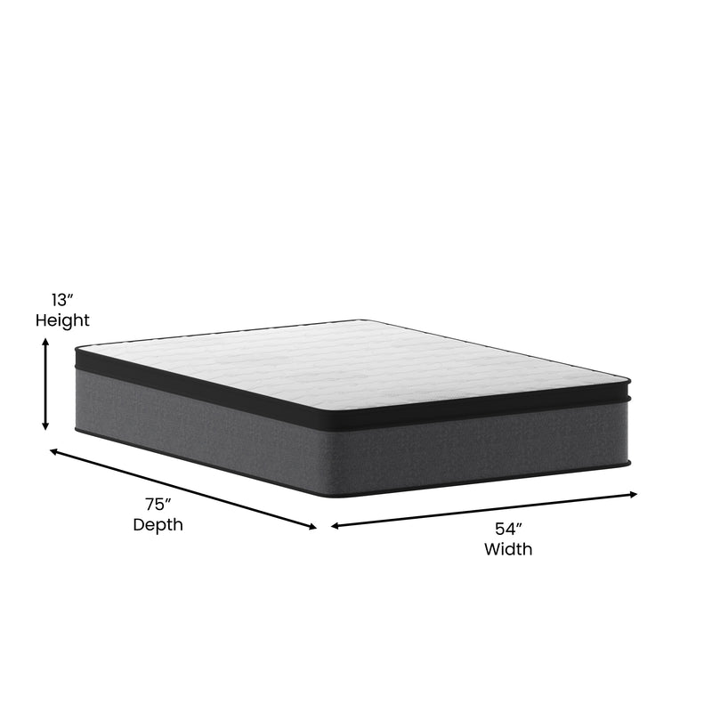 Oriana 13" CertiPUR-US Certified Euro Top Hybrid Pocket Spring Mattress in a Box for Supportive Pressure Relief