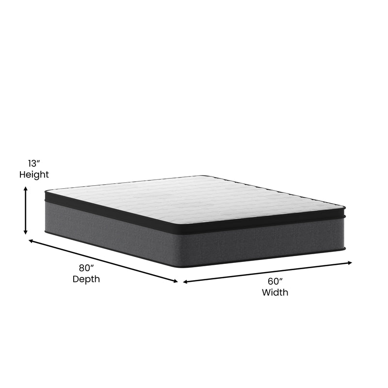 Oriana 13" CertiPUR-US Certified Euro Top Hybrid Pocket Spring Mattress in a Box for Supportive Pressure Relief