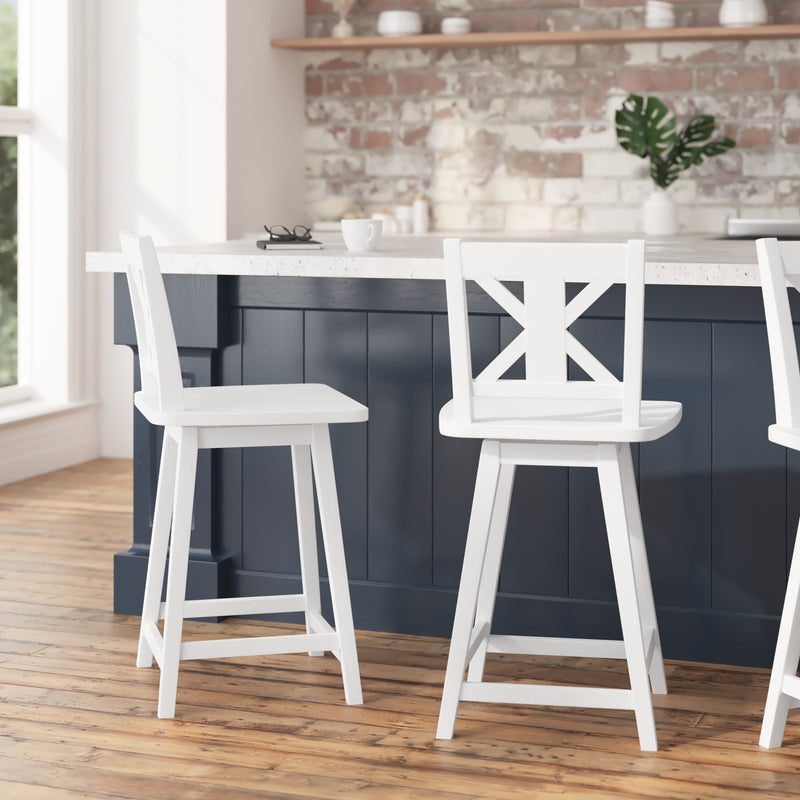 Gisella Modern Wooden Farmhouse Swivel Counter Stool