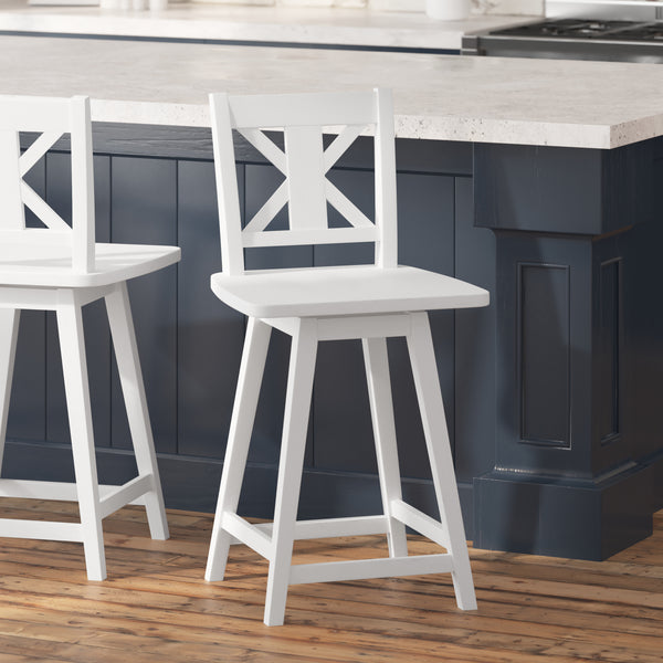 Gisella Modern Wooden Farmhouse Swivel Counter Stool