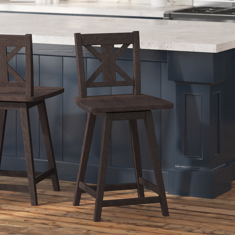 Gisella Modern Wooden Farmhouse Swivel Counter Stool