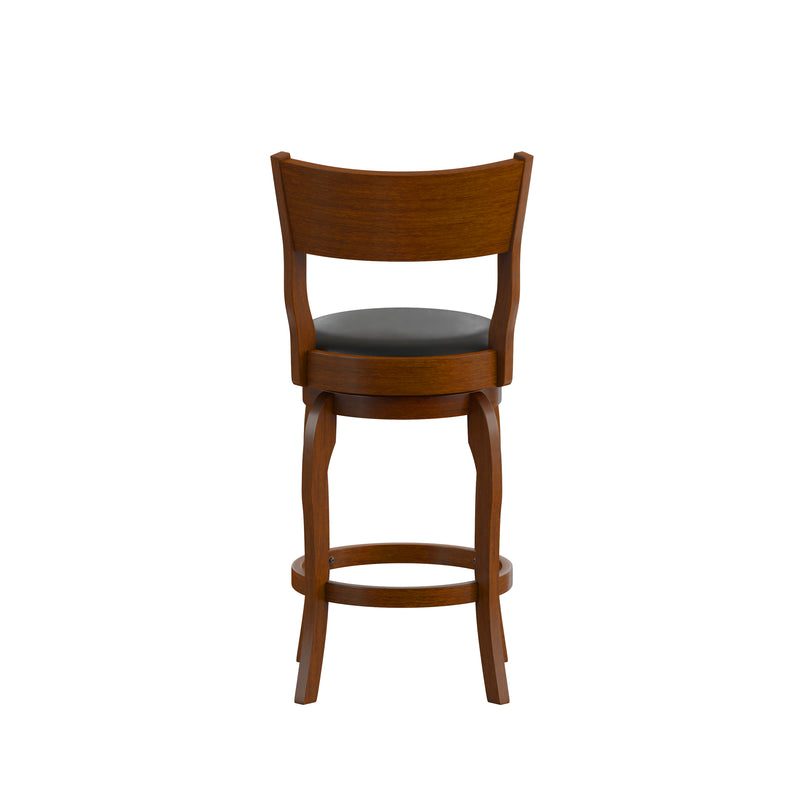 Enola Bow Frame Wooden Open Back Swivel Counter Stool with Upholstered Seat