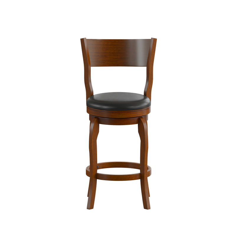 Enola Bow Frame Wooden Open Back Swivel Counter Stool with Upholstered Seat