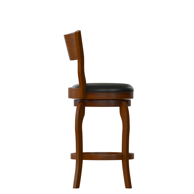 Enola Bow Frame Wooden Open Back Swivel Counter Stool with Upholstered Seat