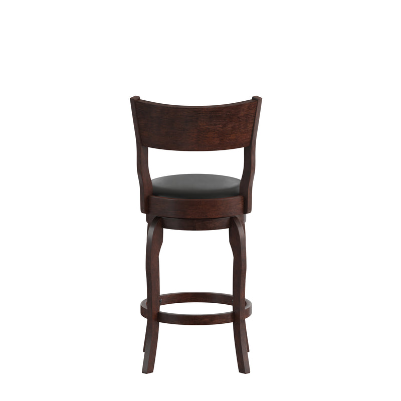 Enola Bow Frame Wooden Open Back Swivel Counter Stool with Upholstered Seat