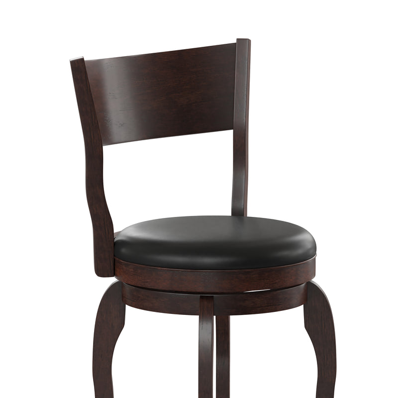 Enola Bow Frame Wooden Open Back Swivel Counter Stool with Upholstered Seat