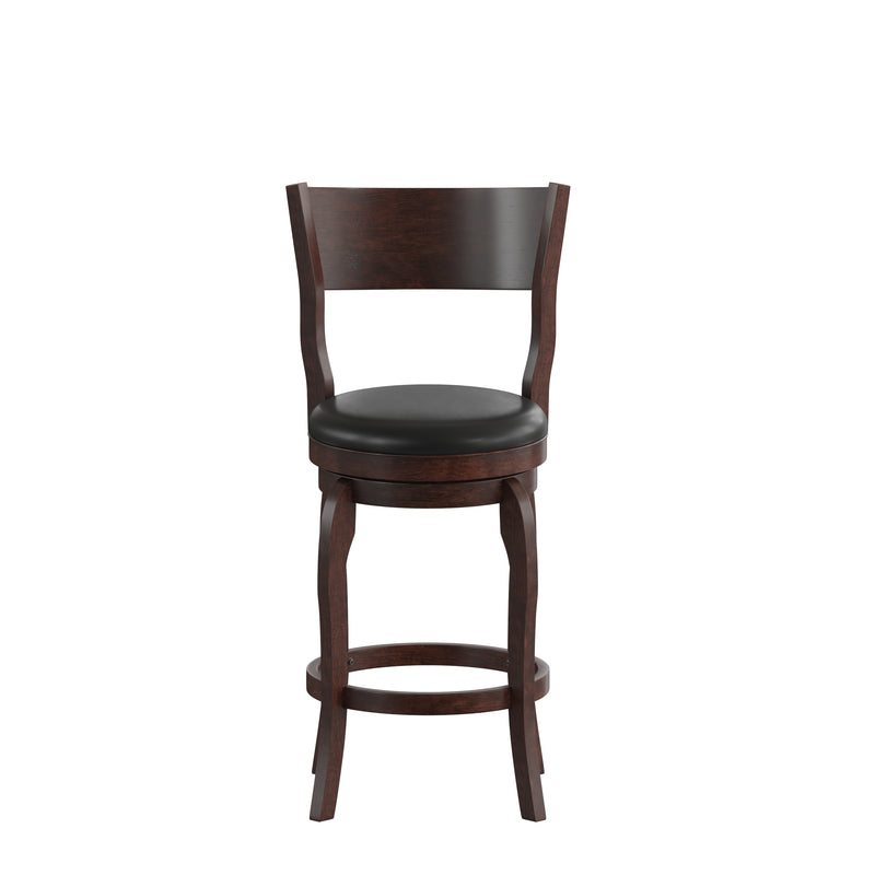 Enola Bow Frame Wooden Open Back Swivel Counter Stool with Upholstered Seat