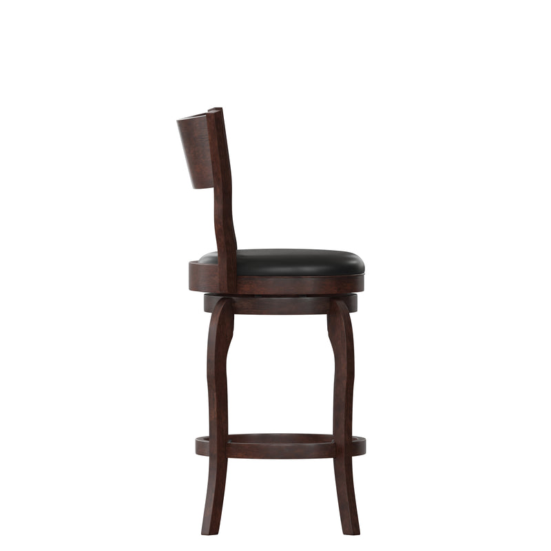 Enola Bow Frame Wooden Open Back Swivel Counter Stool with Upholstered Seat