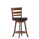 Zayne Classic Ladderback Wooden Swivel Counter Stool with Upholstered Seat