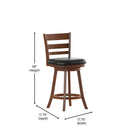 Zayne Classic Ladderback Wooden Swivel Counter Stool with Upholstered Seat