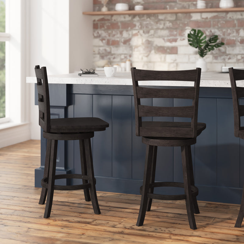 Laurel Wooden Swivel Ladderback Counter Stool