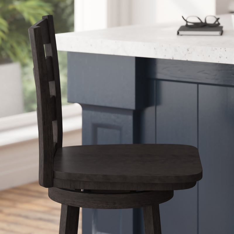 Laurel Wooden Swivel Ladderback Counter Stool